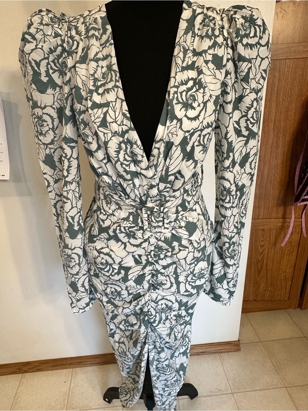 Floral Wrap Maxi Dress in Sage and White